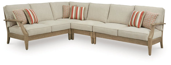 Clare View Beige Performance Fabric Outdoor Modular Sectional - Select Living Furniture - Ashley Furniture -  - 4-Piece Sectional -Light Beige - Clare View Beige Performance Fabric Outdoor Modular Sectional -
