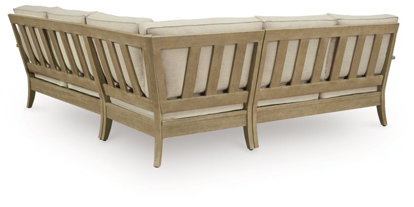 Clare View Beige Performance Fabric Outdoor Modular Sectional - Select Living Furniture - Ashley Furniture -  - 3 Piece Sectional -Light Beige - Clare View Beige Performance Fabric Outdoor Modular Sectional -