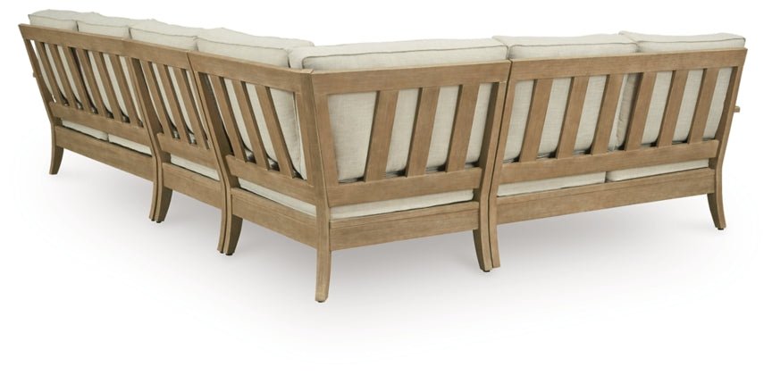 Clare View Beige Performance Fabric Outdoor Modular Sectional - Select Living Furniture - Ashley Furniture -  - 3 Piece Sectional -Light Beige - Clare View Beige Performance Fabric Outdoor Modular Sectional -