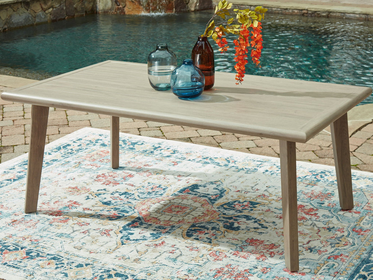 Cliff Trails - Rectangle Dining Table With Umbrella Option - Beige - Select Living Furniture - Dining Tables - Signature Design by Ashley® - PCP690-625 - Cliff Trails - Rectangle Dining Table With Umbrella Option - Beige -