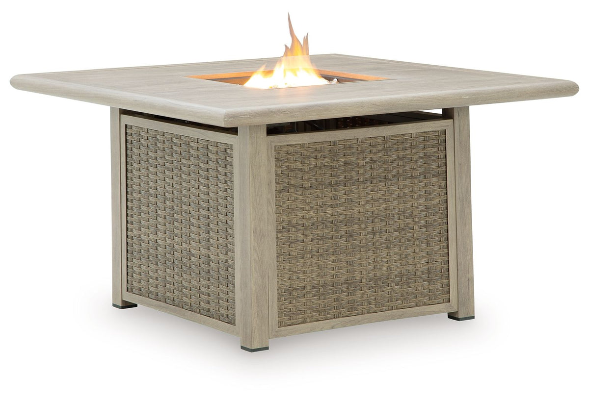 Cliff Trails - Square Fire Pit Table - Beige - Select Living Furniture - Fire Pits - Signature Design by Ashley® - PCP690-772 - Cliff Trails - Square Fire Pit Table - Beige -