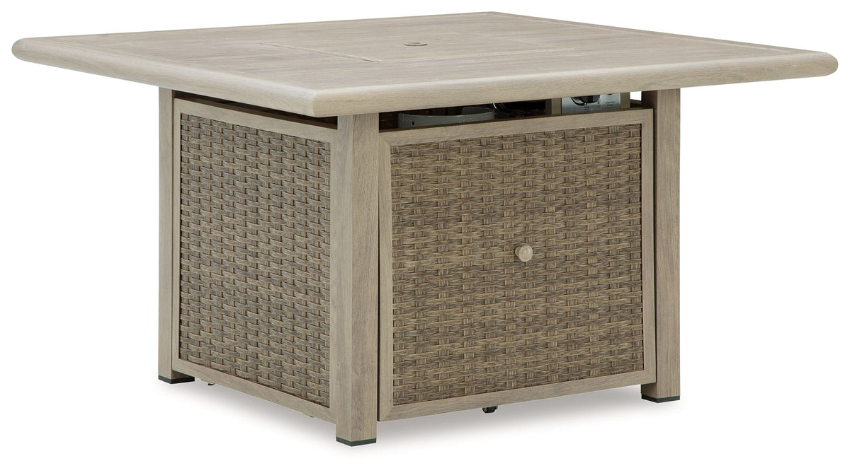 Cliff Trails - Square Fire Pit Table - Beige - Select Living Furniture - Fire Pits - Signature Design by Ashley® - PCP690-772 - Cliff Trails - Square Fire Pit Table - Beige -