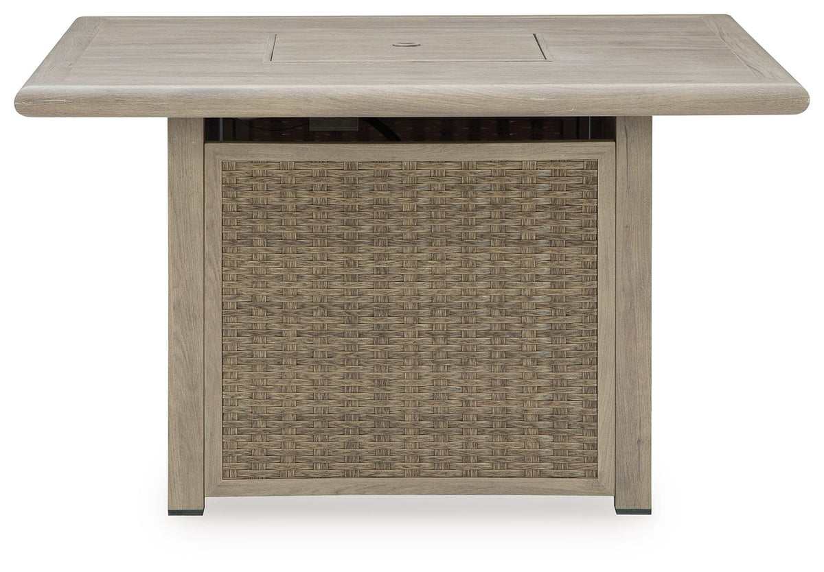 Cliff Trails - Square Fire Pit Table - Beige - Select Living Furniture - Fire Pits - Signature Design by Ashley® - PCP690-772 - Cliff Trails - Square Fire Pit Table - Beige -