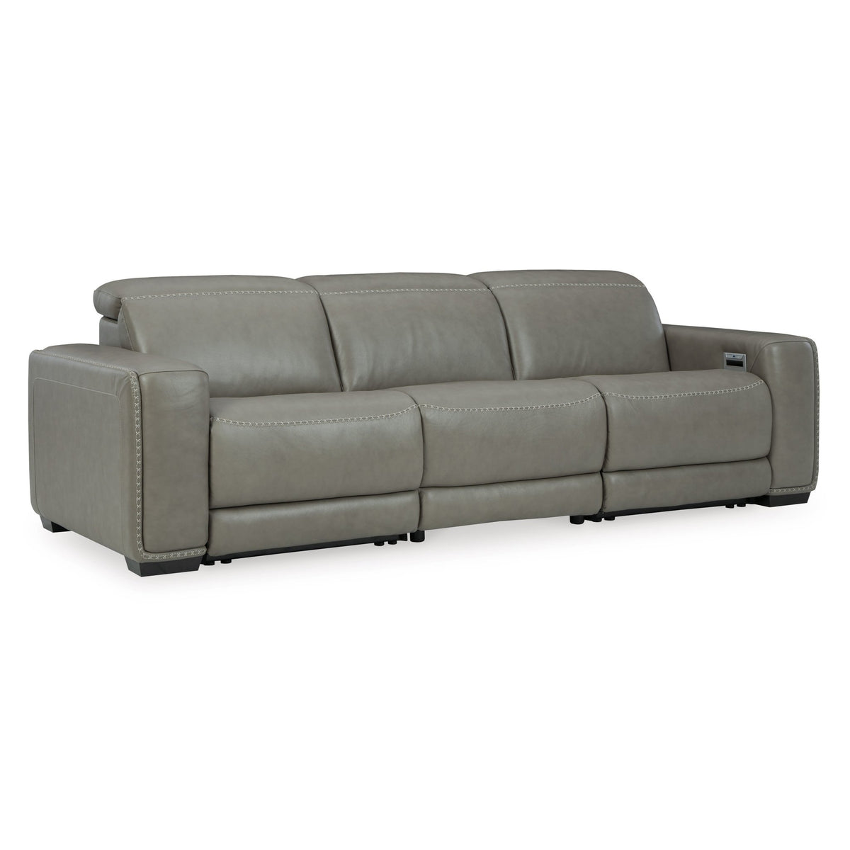 Correze Reclining Sectional - Select Living Furniture - Signature Design by Ashley® - CORREZE-3PC-2C - Gray -3-Piece Power Reclining Sofa + Dual Console - Correze sofa, angled view -