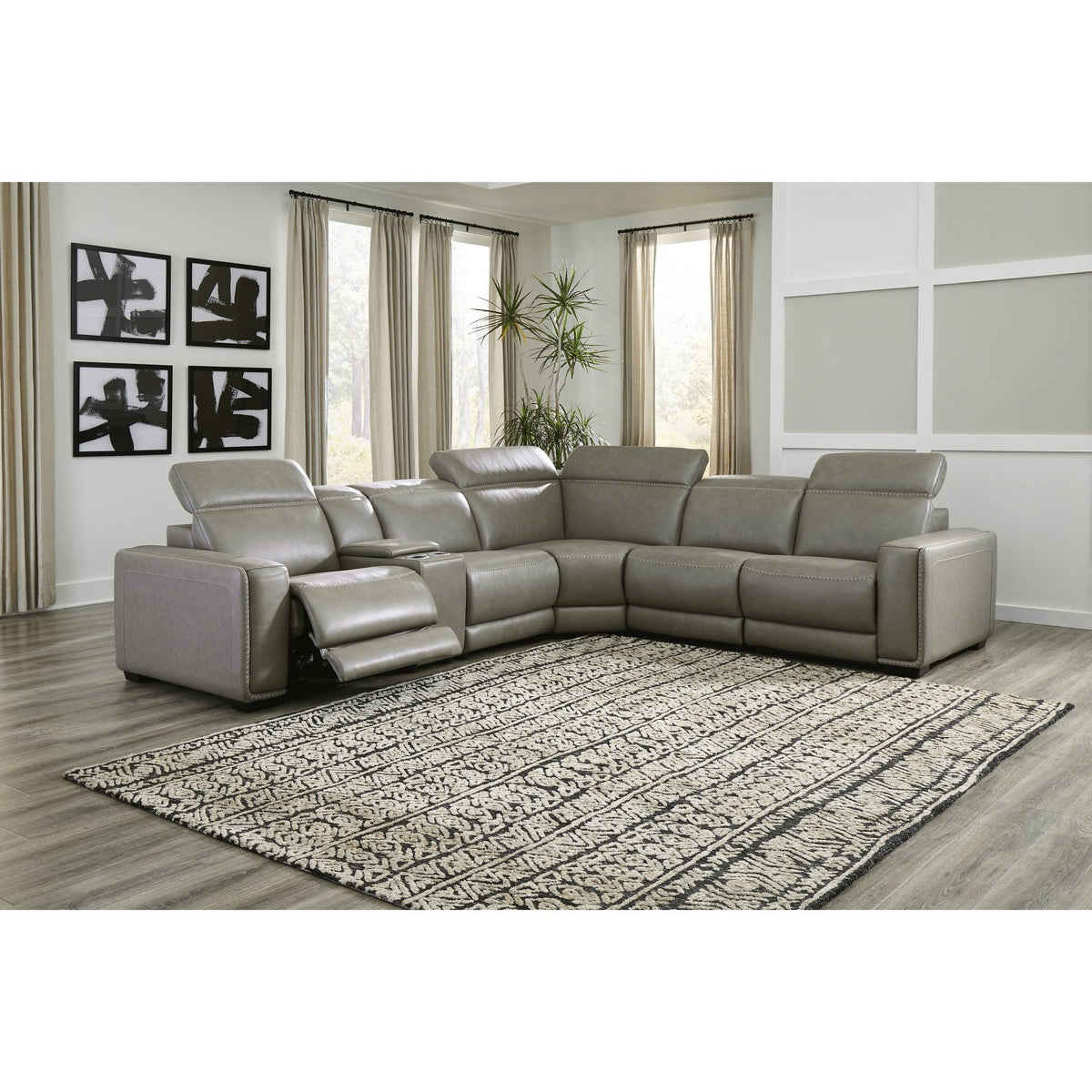 Correze Reclining Sectional - Select Living Furniture - Signature Design by Ashley® - CORREZE-2PC - Gray -2-Piece Power Reclining Loveseat - Correze sectional with console -