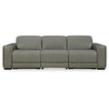 Correze Reclining Sectional - Select Living Furniture - Signature Design by Ashley® - CORREZE-3PC - Gray -3-Piece Power Reclining Sofa - Correze power reclining sofa in gray leather, front view on white background -