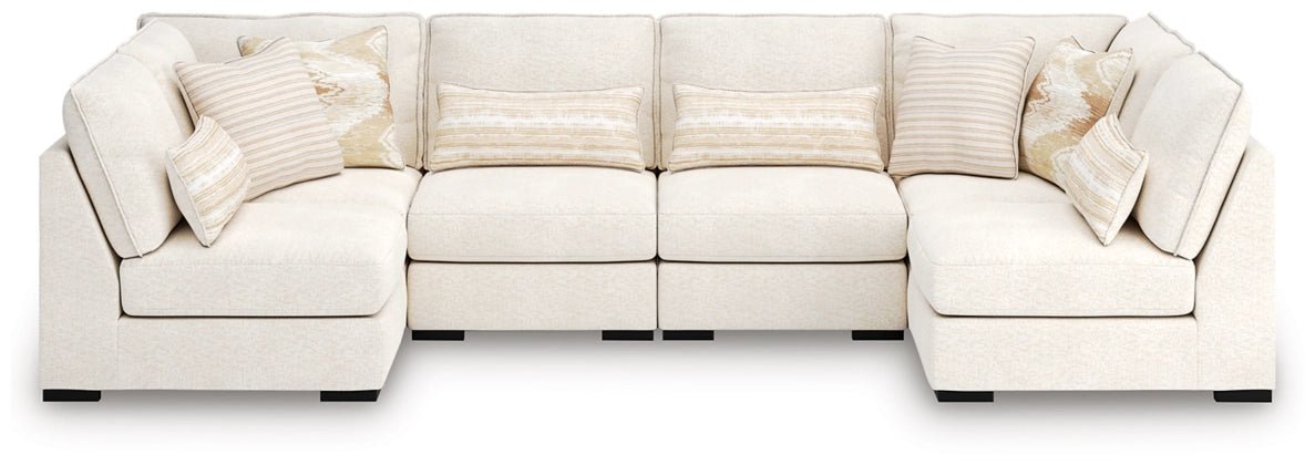 Donelson Creek Sectional - Select Living Furniture - Ashley Furniture -  - Vanilla -4-Armless, 2-Corner Chair & 2-Accent Ottoman - Donelson Creek Sectional -