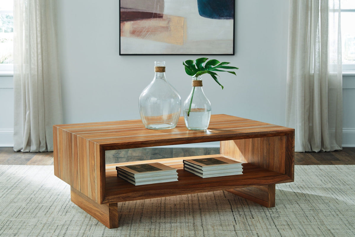 Dressonni - Rectangular Cocktail Table - Brown - Select Living Furniture - Cocktail Tables - Signature Design by Ashley® - T690-1 - Dressonni - Rectangular Cocktail Table - Brown -