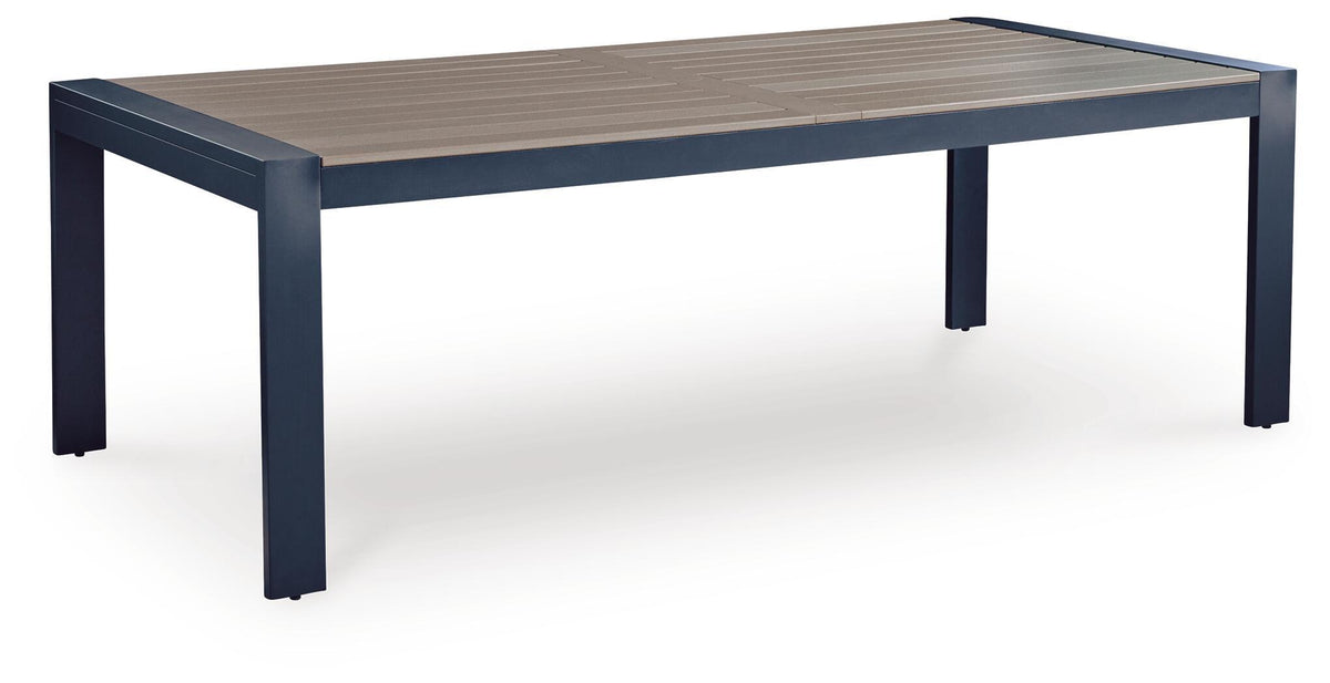 East Beach - Rectangular Dining Table With Umbrella Option - Blue - Select Living Furniture - Dining Tables - Signature Design by Ashley® - PCP587-625 - East Beach - Rectangular Dining Table With Umbrella Option - Blue -