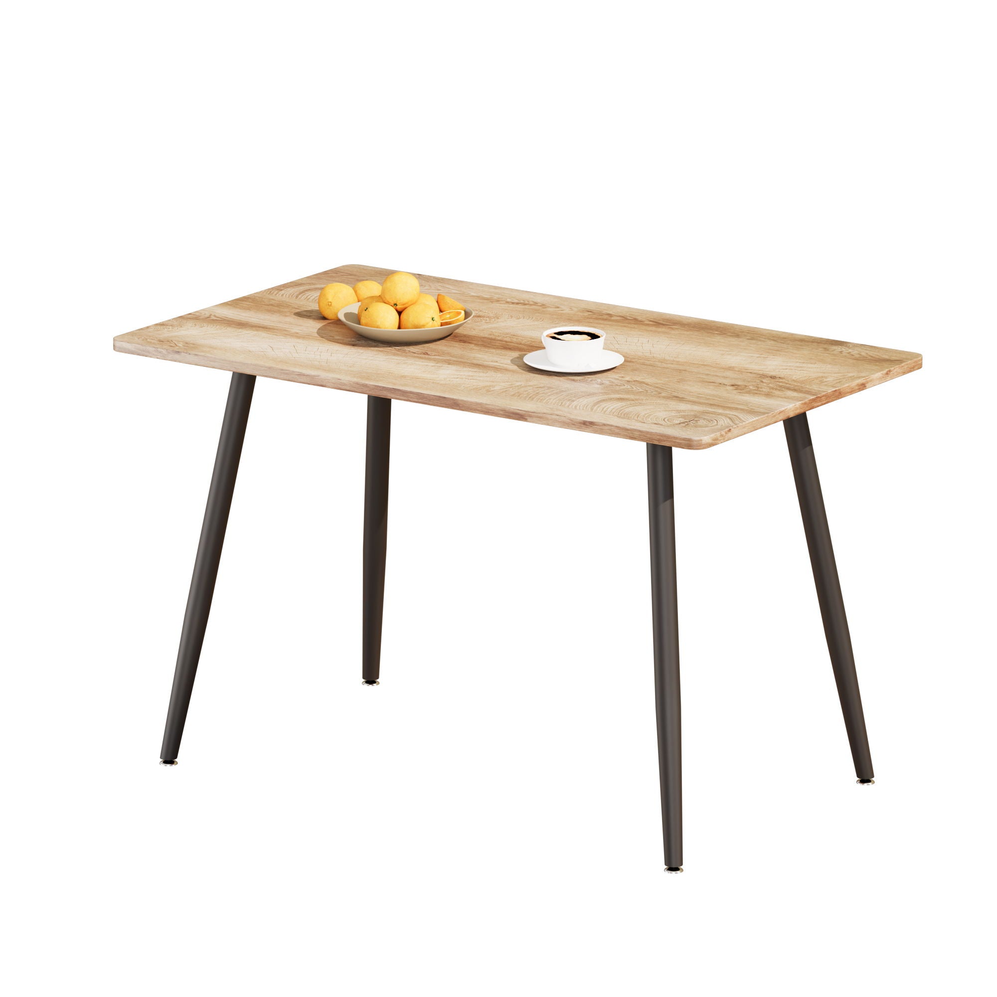 Modern Minimalist 47" Wood Dining Table With Metal Legs For 4 - Wood