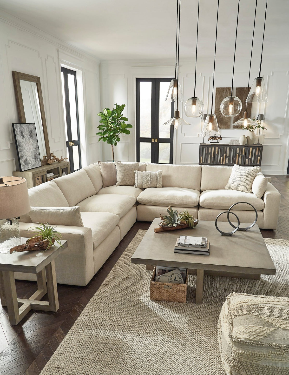 Elyza Sectional - Select Living Furniture - Stationary Sectionals - Signature Design by Ashley® -  - 5 Piece Corner Sectional -Light Beige - Elyza Sectional -