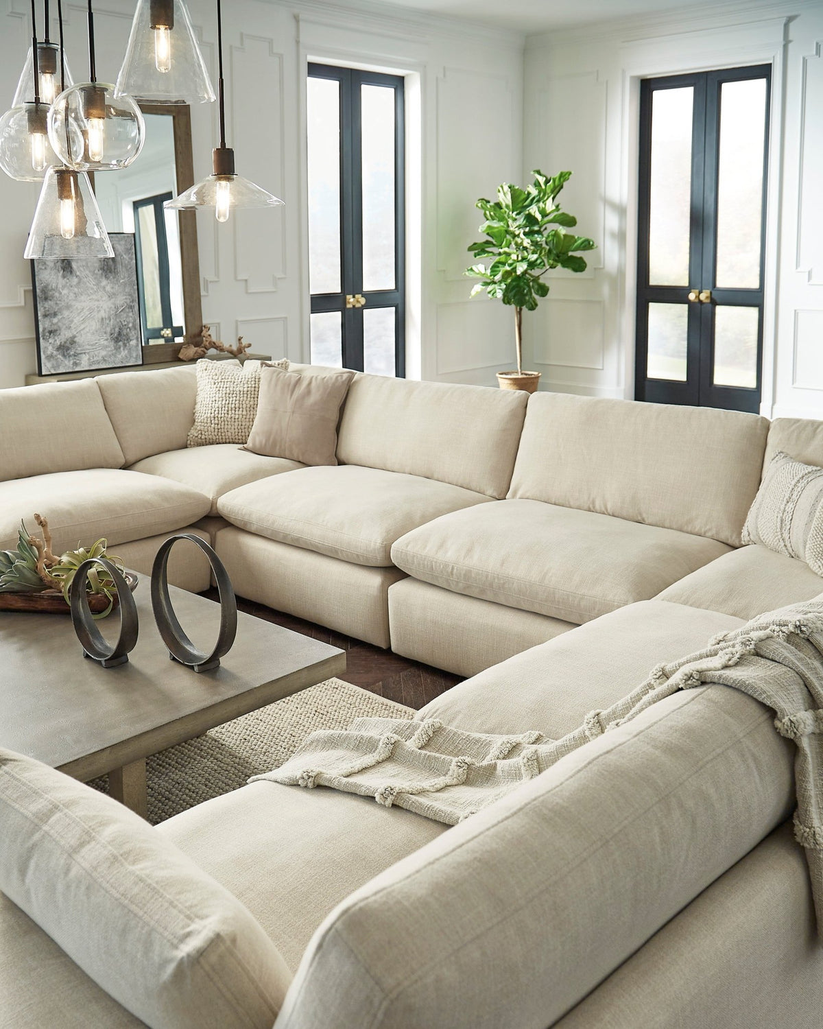 Elyza Sectional - Select Living Furniture - Stationary Sectionals - Signature Design by Ashley® -  - 5 Piece Corner Sectional -Light Beige - Elyza Sectional -