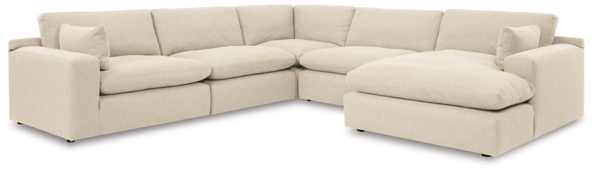 Elyza Sectional - Select Living Furniture - Stationary Sectionals - Signature Design by Ashley® -  - 5-Piece Sectional with RAF Chaise -Light Beige - Elyza Sectional -