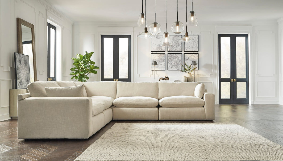 Elyza Sectional - Select Living Furniture - Stationary Sectionals - Signature Design by Ashley® -  - 5 Piece Corner Sectional -Light Beige - Elyza Sectional -