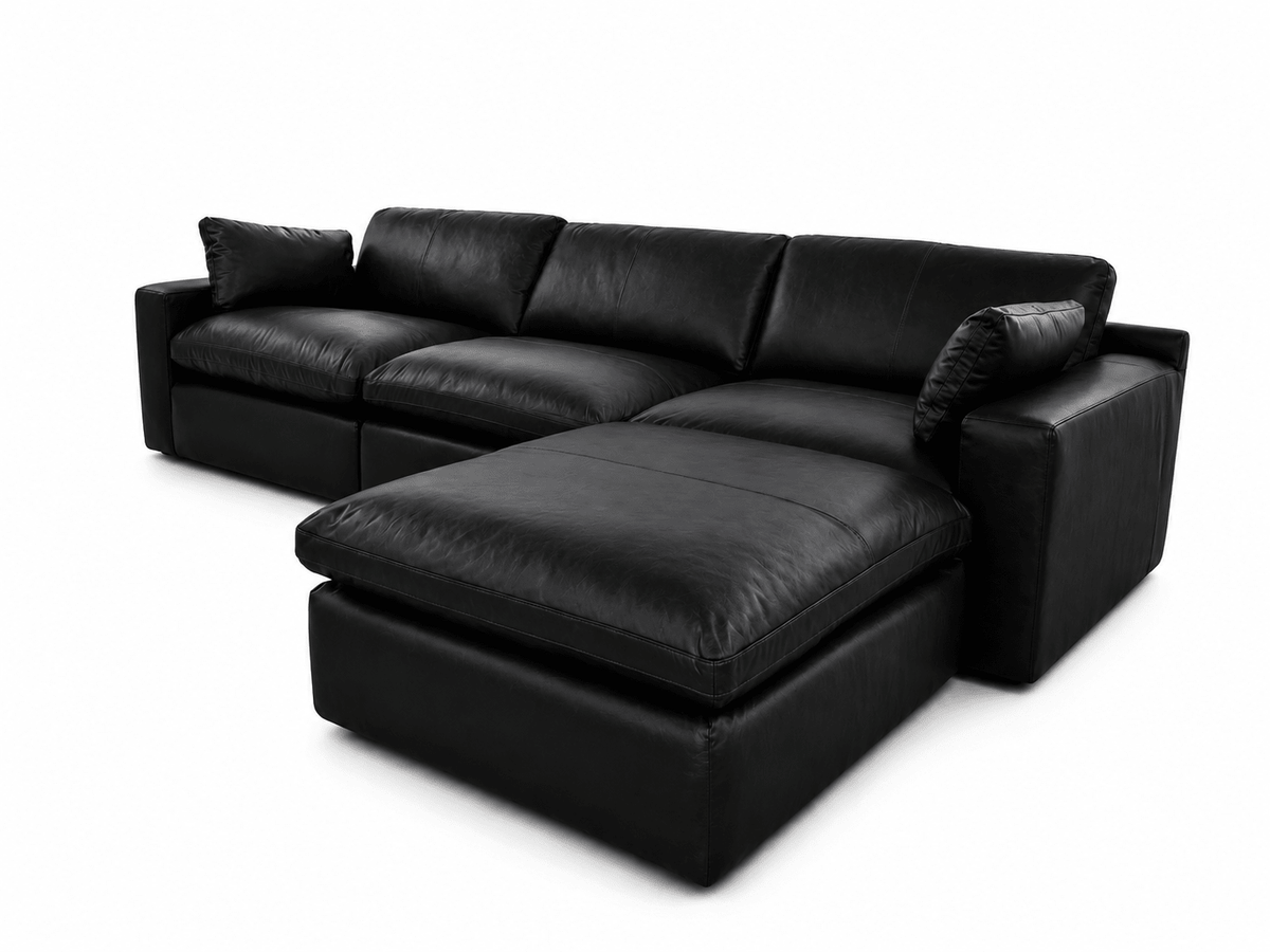 Emilia Modular Leather Sectional - Select Living Furniture - Stationary Sectionals - Signature Design by Ashley® - EMILIA-SOFA-OTT-2 - Sofa + Ottoman -Black - Emilia Modular Leather Sectional -
