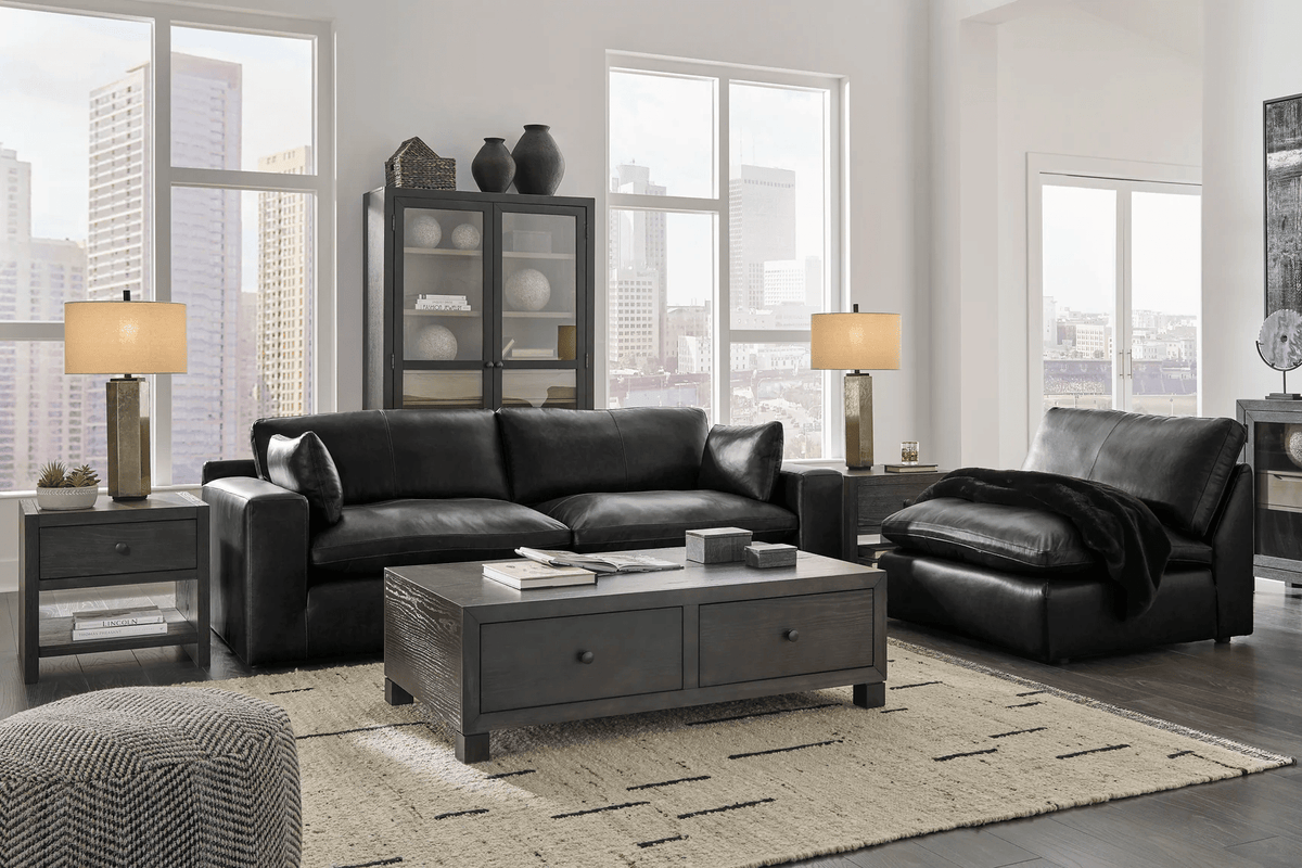 Emilia Modular Leather Sectional - Select Living Furniture - Stationary Sectionals - Signature Design by Ashley® - EMILIA-SOFA-LOVESEAT-2 - Sofa and Loveseat -Black - Emilia Modular Leather Sectional -