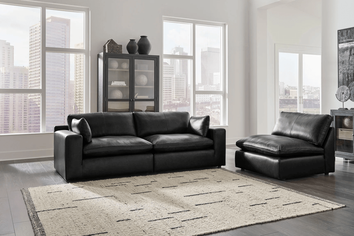 Emilia Modular Leather Sectional - Select Living Furniture - Stationary Sectionals - Signature Design by Ashley® - EMILIA-SOFA-LOVESEAT-2 - Sofa and Loveseat -Black - Emilia Modular Leather Sectional -