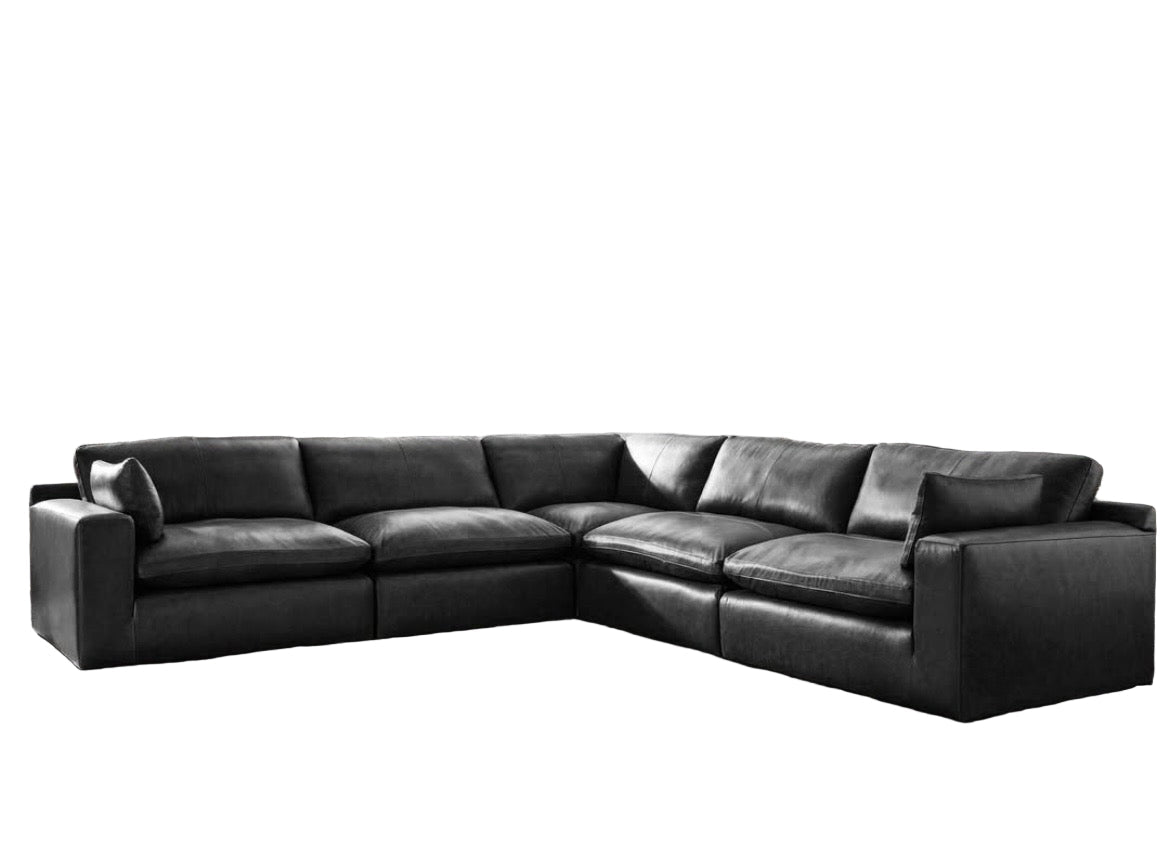 Emilia Modular Leather Sectional - Select Living Furniture - Stationary Sectionals - Signature Design by Ashley® - EMILIA-5PC-2 - 5-Piece Sectional -Black - Emilia Modular Leather Sectional -