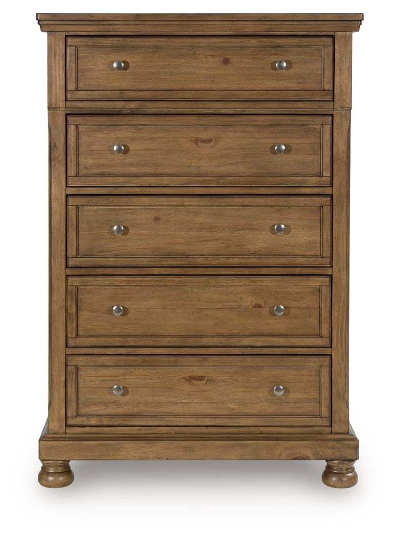 Feddinger - Five Drawer Chest - Medium Brown - Select Living Furniture - Accent Chests - Signature Design by Ashley® - PCB779-46 - Feddinger - Five Drawer Chest - Medium Brown -