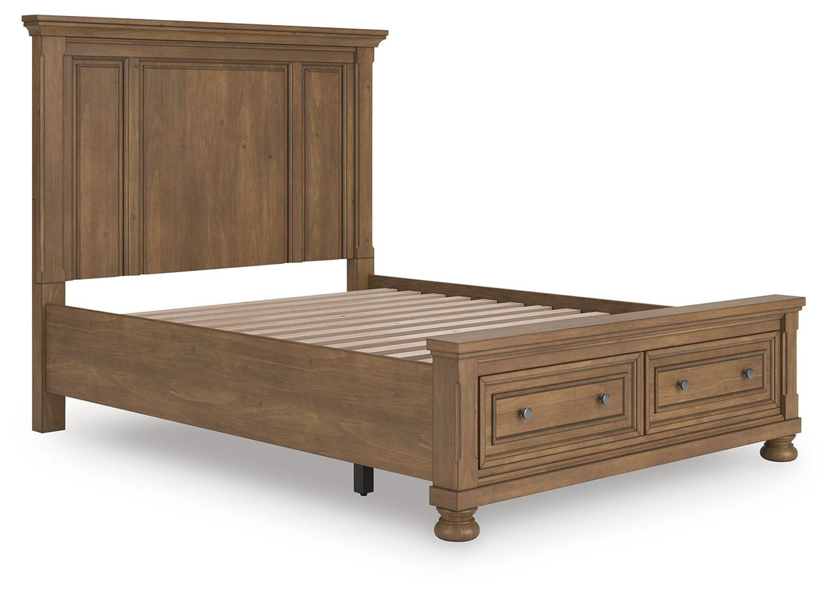 Feddinger - Panel Storage Bed - Select Living Furniture - Storage Beds - Signature Design by Ashley® - PCB779B11 - Light Brown -Queen - Feddinger - Panel Storage Bed -