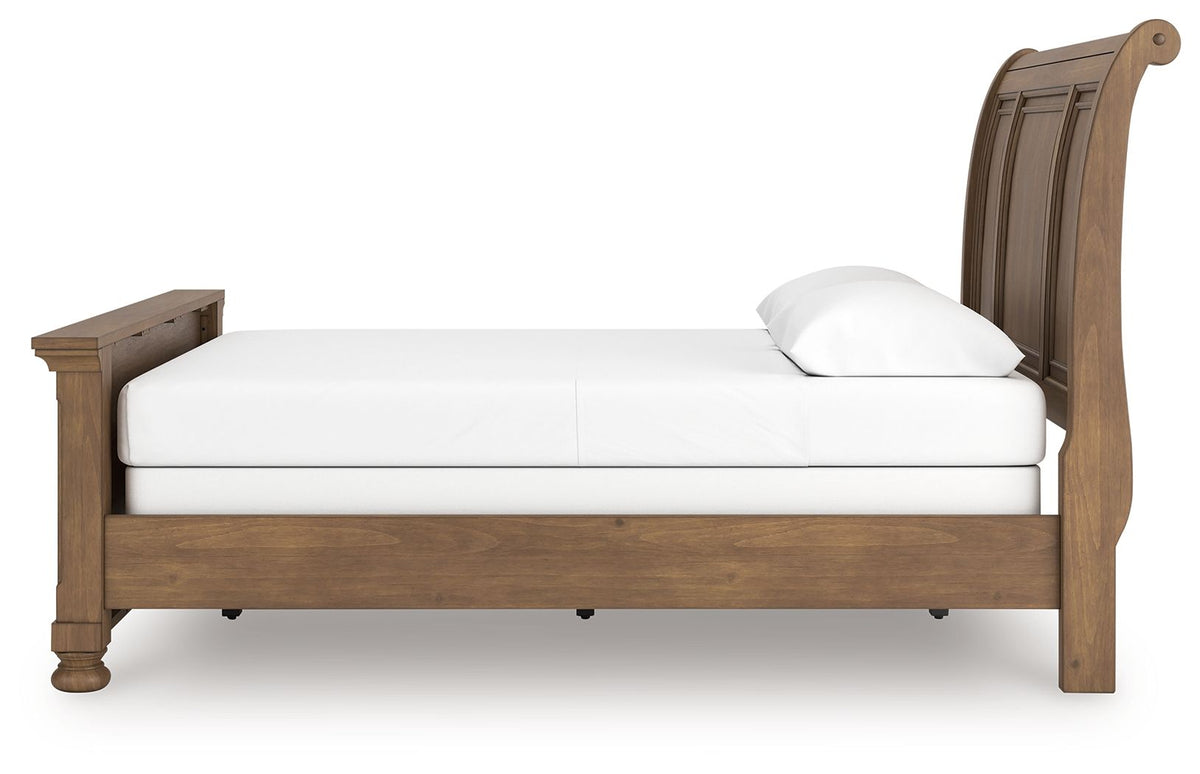 Feddinger - Sleigh Bed - Select Living Furniture - Sleigh Beds - Signature Design by Ashley® - PCB779B16 - Light Brown -California King - Feddinger - Sleigh Bed -