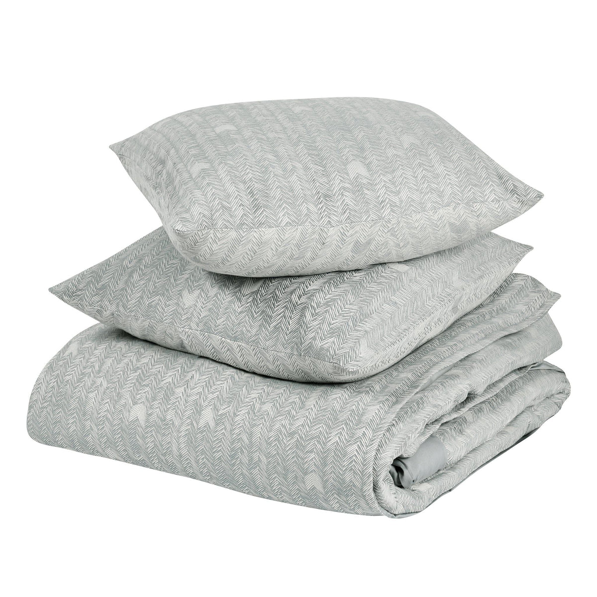 French Herringbone - 3 Piece Duvet Set - Select Living Furniture - Duvet Covers & Shams - Villa - BEDD316K - Storm -King - French Herringbone - 3 Piece Duvet Set -