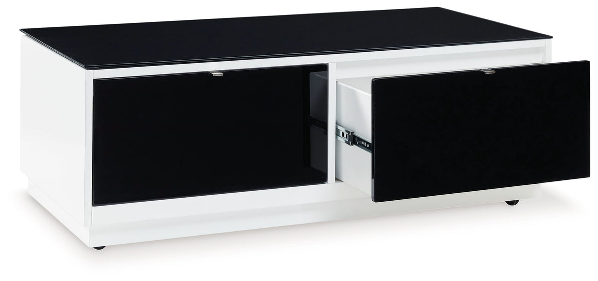 Gardoni - Rectangular Cocktail Table - White / Black - Select Living Furniture - Cocktail Tables - Signature Design by Ashley® - T756-1 - Gardoni - Rectangular Cocktail Table - White / Black -