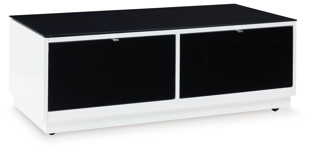 Gardoni - Rectangular Cocktail Table - White / Black - Select Living Furniture - Cocktail Tables - Signature Design by Ashley® - T756-1 - Gardoni - Rectangular Cocktail Table - White / Black -
