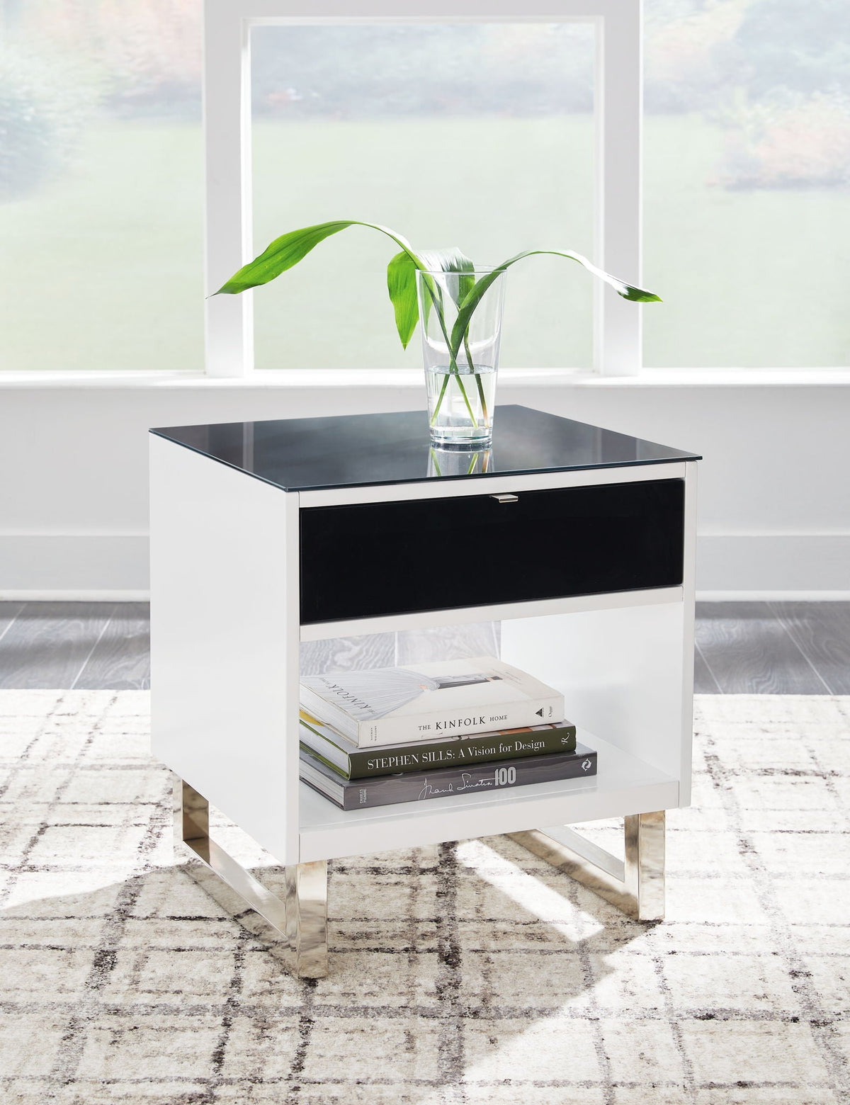 Gardoni - Rectangular End Table - White / Black - Select Living Furniture - End Tables - Signature Design by Ashley® - T756-3 - Gardoni - Rectangular End Table - White / Black -