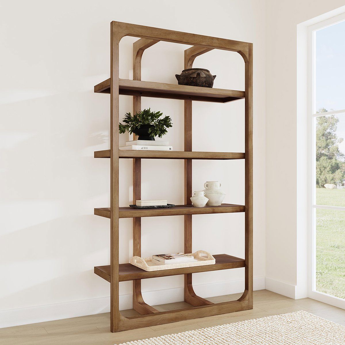 Gordon - Solid Wood Bookcase - Natural - Select Living Furniture - Etageres - Classic Home - 52010787 - Gordon - Solid Wood Bookcase - Natural -