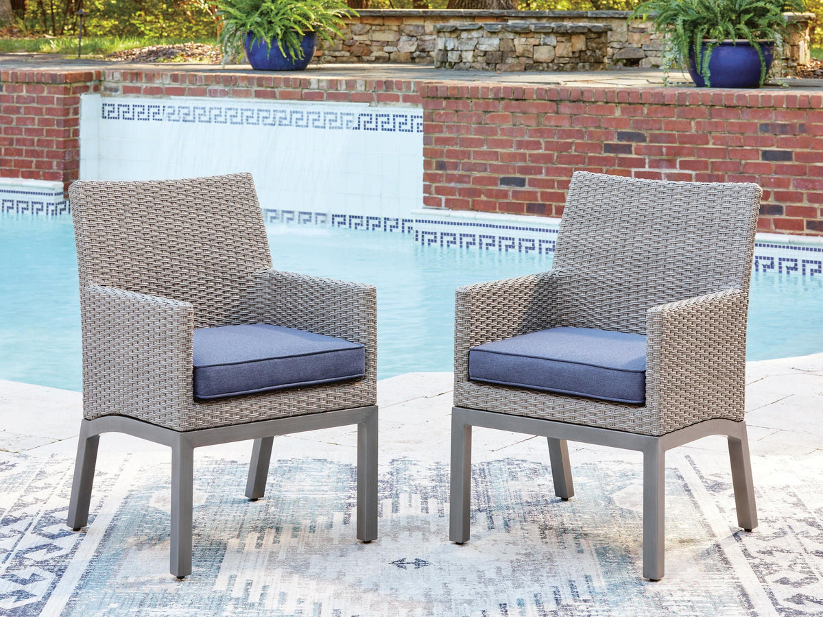Half Moon Beach - Arm Chair With Cushion (Set of 2) - Blue / Gray - Select Living Furniture - Chair Sets - Signature Design by Ashley® - PCP418-601A - Half Moon Beach - Arm Chair With Cushion (Set of 2) - Blue / Gray -
