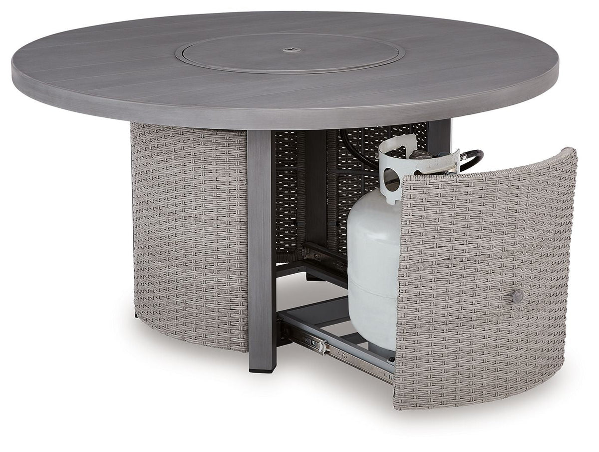 Half Moon Beach - Round Fire Pit Table - Gray - Select Living Furniture - Fire Pits - Signature Design by Ashley® - PCP418-776 - Half Moon Beach - Round Fire Pit Table - Gray -