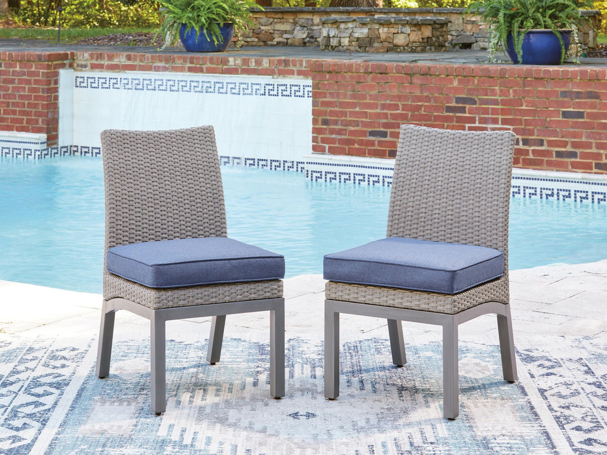 Half Moon Beach - Side Chair With Cushion (Set of 2) - Blue / Gray - Select Living Furniture - Chair Sets - Signature Design by Ashley® - PCP418-601 - Half Moon Beach - Side Chair With Cushion (Set of 2) - Blue / Gray -