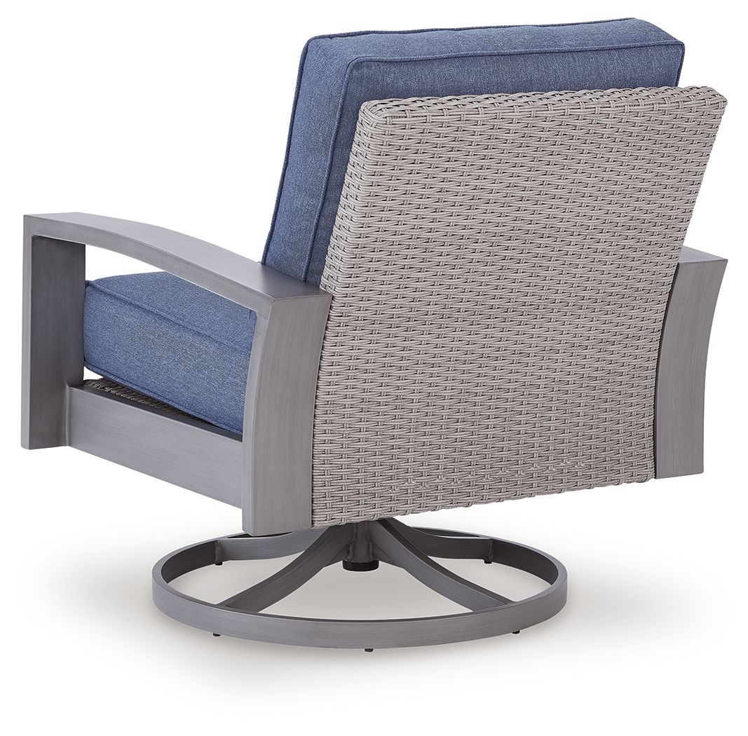 Half Moon Beach - Swivel Lounge With Cushion - Blue / Gray - Select Living Furniture - Swivel Chairs - Signature Design by Ashley® - PCP418-821 - Half Moon Beach - Swivel Lounge With Cushion - Blue / Gray -