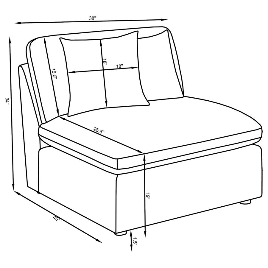 Hobson Armless Chair - Select Living Furniture - Select Living Furniture -  - Ivory - Hobson Armless Chair -