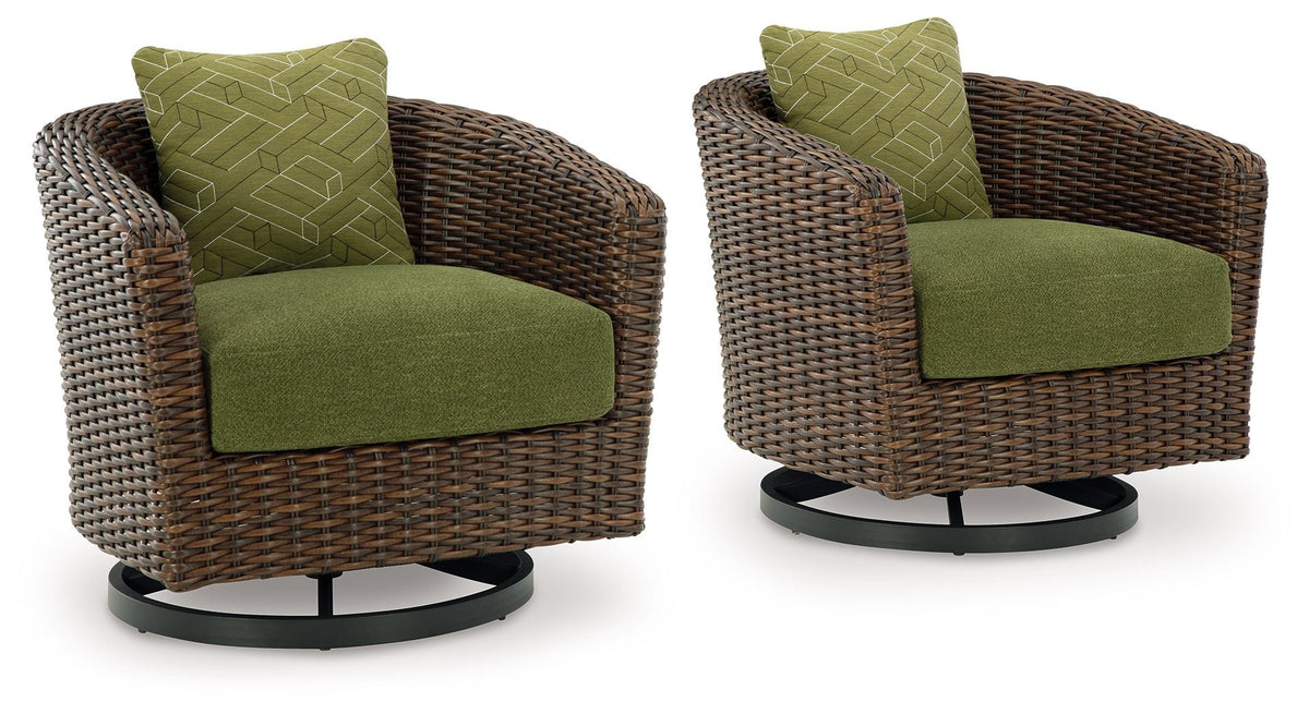 Horizon Hall - Lounge Set - Select Living Furniture - 6 Piece Outdoor Sets - Signature Design by Ashley® - P572/838/821(2)/814/701/706 - Dark Brown -6 Pc. Lounge Set With Sofa - Horizon Hall - Lounge Set -