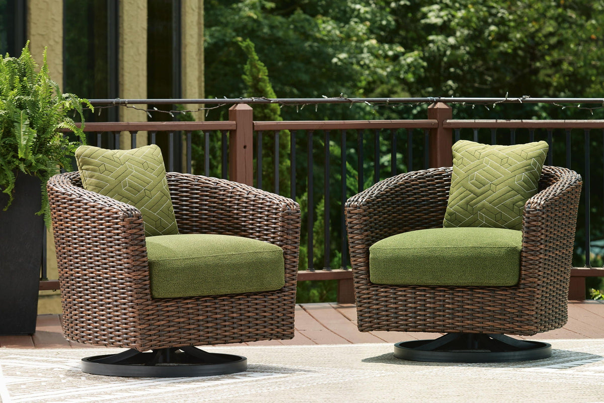 Horizon Hall - Swivel Lounge With Cushion - Brown / Green - Select Living Furniture - Swivel Chairs - Signature Design by Ashley® - P572-821 - Horizon Hall - Swivel Lounge With Cushion - Brown / Green -