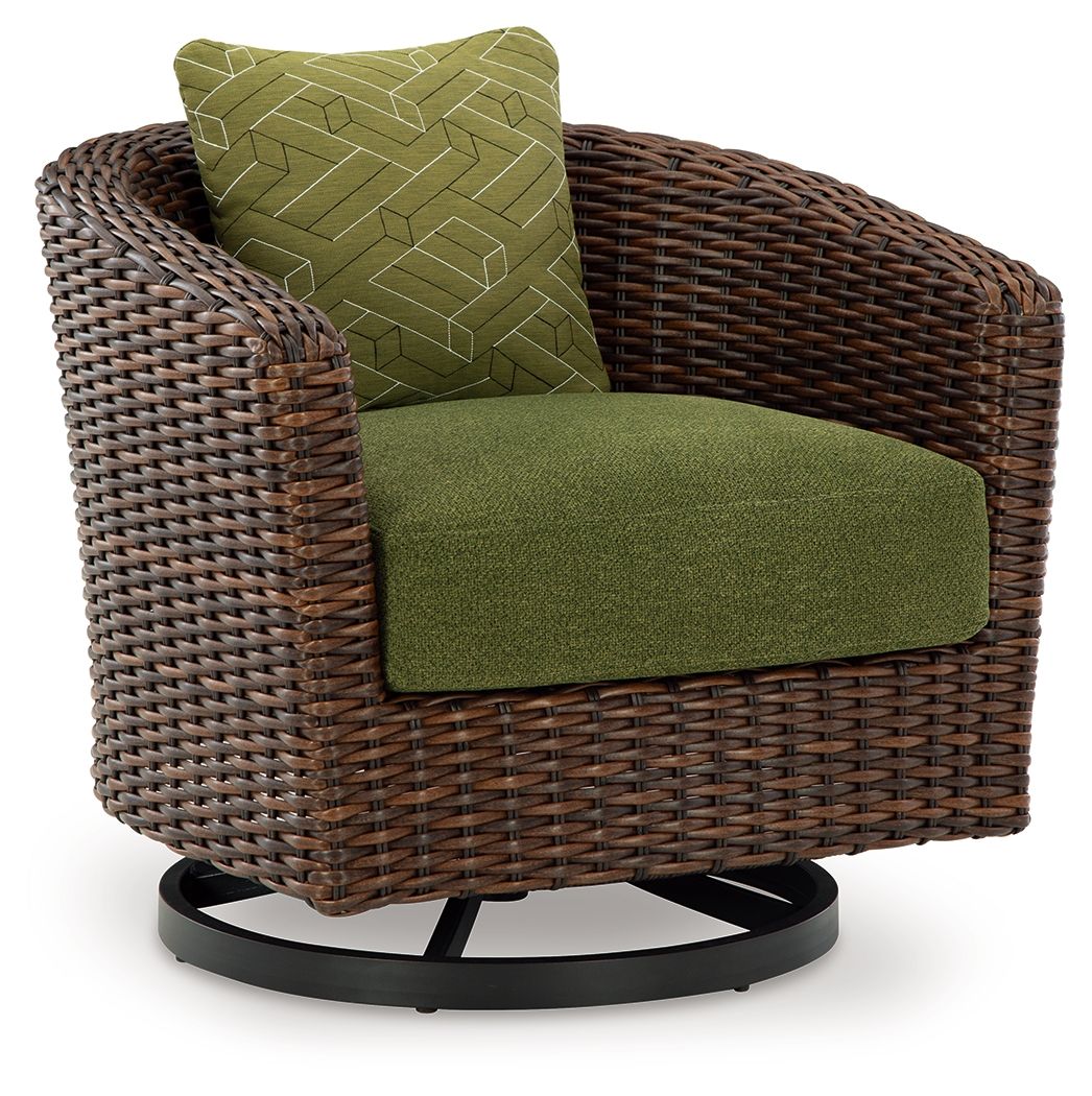 Horizon Hall - Swivel Lounge With Cushion - Brown / Green - Select Living Furniture - Swivel Chairs - Signature Design by Ashley® - P572-821 - Horizon Hall - Swivel Lounge With Cushion - Brown / Green -