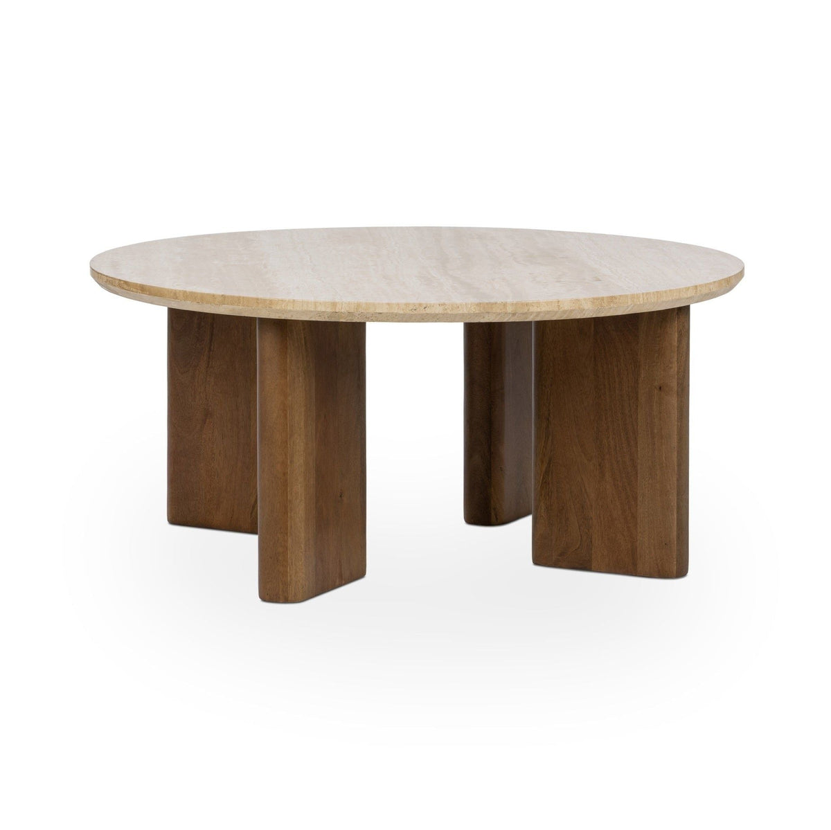 Idella - Travertine Round Table - Select Living Furniture - Coffee Tables - Classic Home - 51012110 - Light Brown -Coffee Tables - Idella - Travertine Round Table -