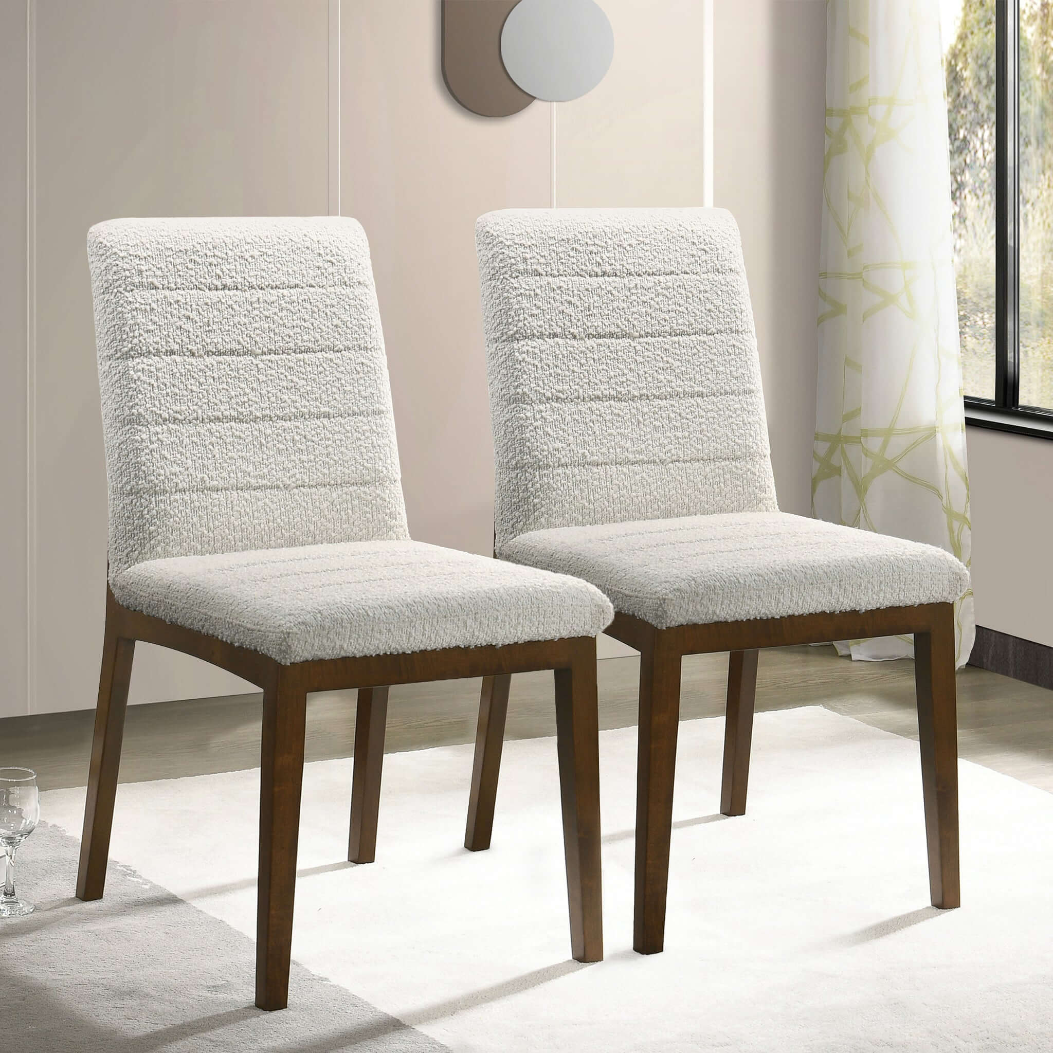 Ines White Boucle Dining Chair (Set Of 2) - Select Living Furniture - Dining Chairs - Ashcroft Furniture - Ines White Boucle Dining Chair (Set Of 2) - 