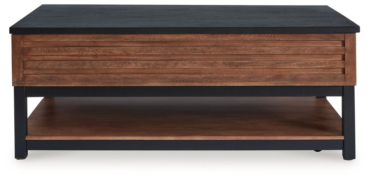 Kallari - Lift Top Cocktail Table - Warm Brown / Black - Select Living Furniture - Cocktail Tables - Signature Design by Ashley® - T737-9 - Kallari - Lift Top Cocktail Table - Warm Brown / Black -