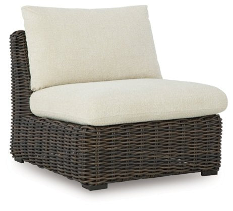 Kimora Beige And Dark Brown Performance Fabric Outdoor Modular Sectional - Select Living Furniture - Select Living Furniture -  - 3 Piece Sectional - Kimora Beige And Dark Brown Performance Fabric Outdoor Modular Sectional -