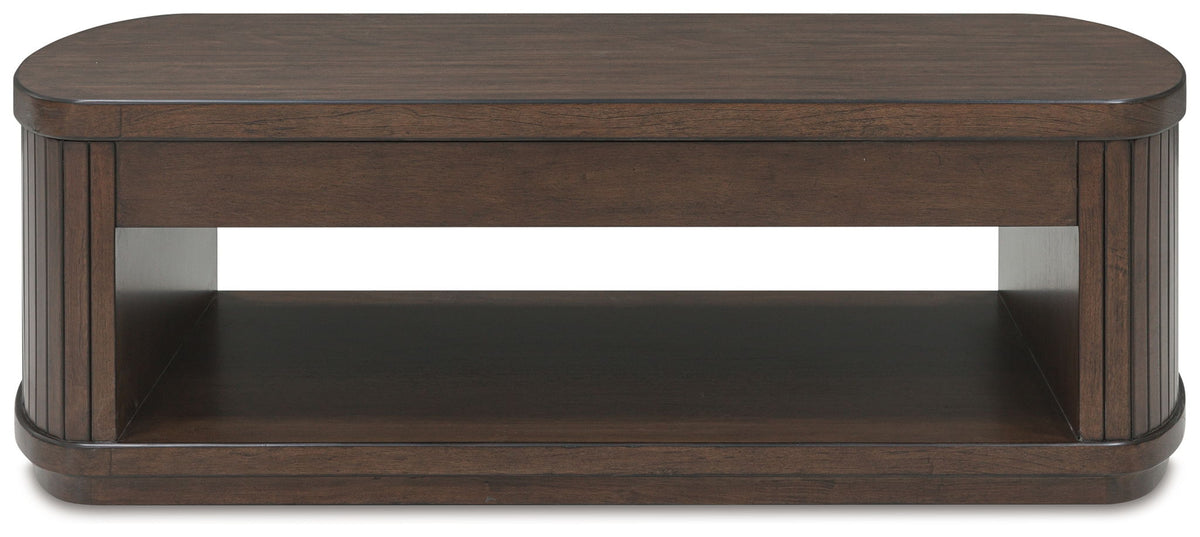 Korestone - Lift Top Cocktail Table - Dark Brown - Select Living Furniture - Cocktail Tables - Signature Design by Ashley® - T679-9 - Korestone - Lift Top Cocktail Table - Dark Brown -