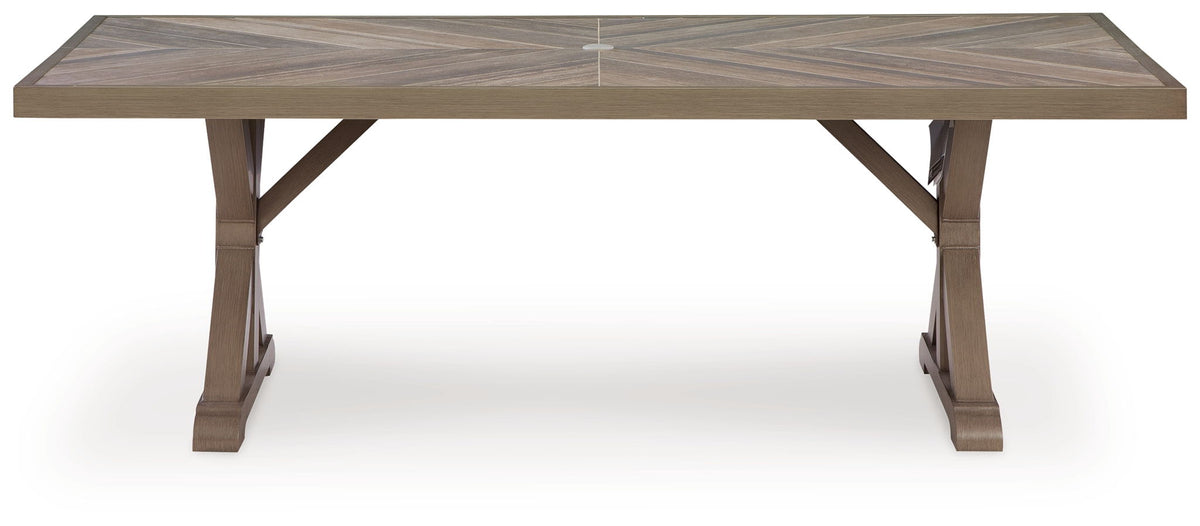 Laguna Heights - Rectangular Dining Table With Umbrella Option - Beige - Select Living Furniture - Dining Tables - Signature Design by Ashley® - PCP790-625 - Laguna Heights - Rectangular Dining Table With Umbrella Option - Beige -