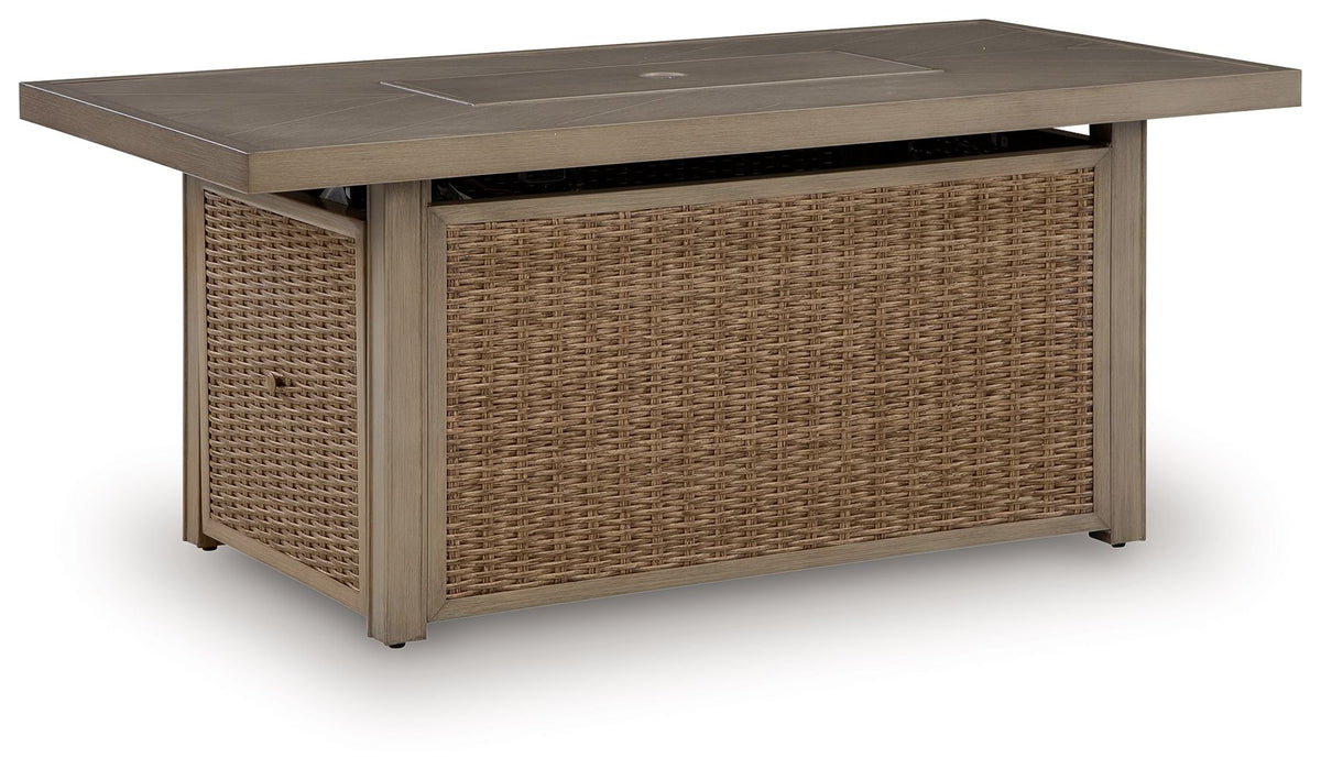 Laguna Heights - Rectangular Fire Pit Table - Beige - Select Living Furniture - Fire Pits - Signature Design by Ashley® - PCP790-773 - Laguna Heights - Rectangular Fire Pit Table - Beige -
