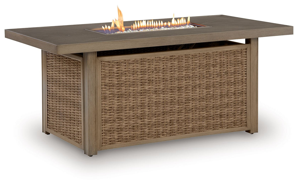 Laguna Heights - Rectangular Fire Pit Table - Beige - Select Living Furniture - Fire Pits - Signature Design by Ashley® - PCP790-773 - Laguna Heights - Rectangular Fire Pit Table - Beige -