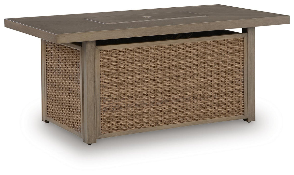 Laguna Heights - Rectangular Fire Pit Table - Beige - Select Living Furniture - Fire Pits - Signature Design by Ashley® - PCP790-773 - Laguna Heights - Rectangular Fire Pit Table - Beige -