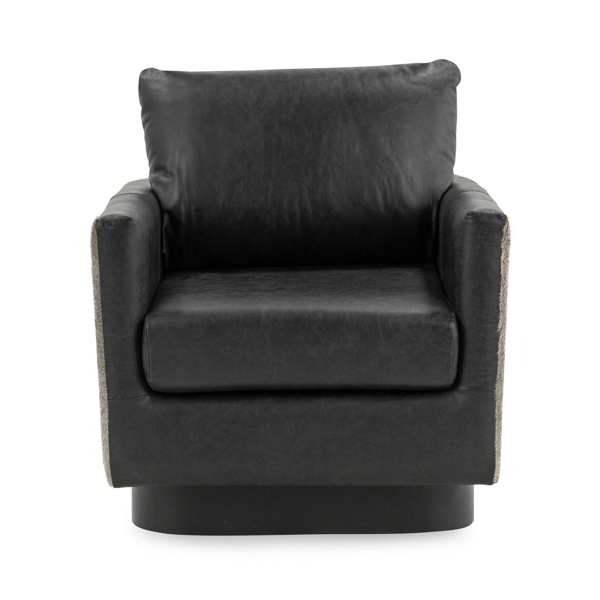 Lathe - Leather/Hide Accent Chair - Select Living Furniture - Arm Chairs - Classic Home - 53002067 - Black - Lathe - Leather/Hide Accent Chair -