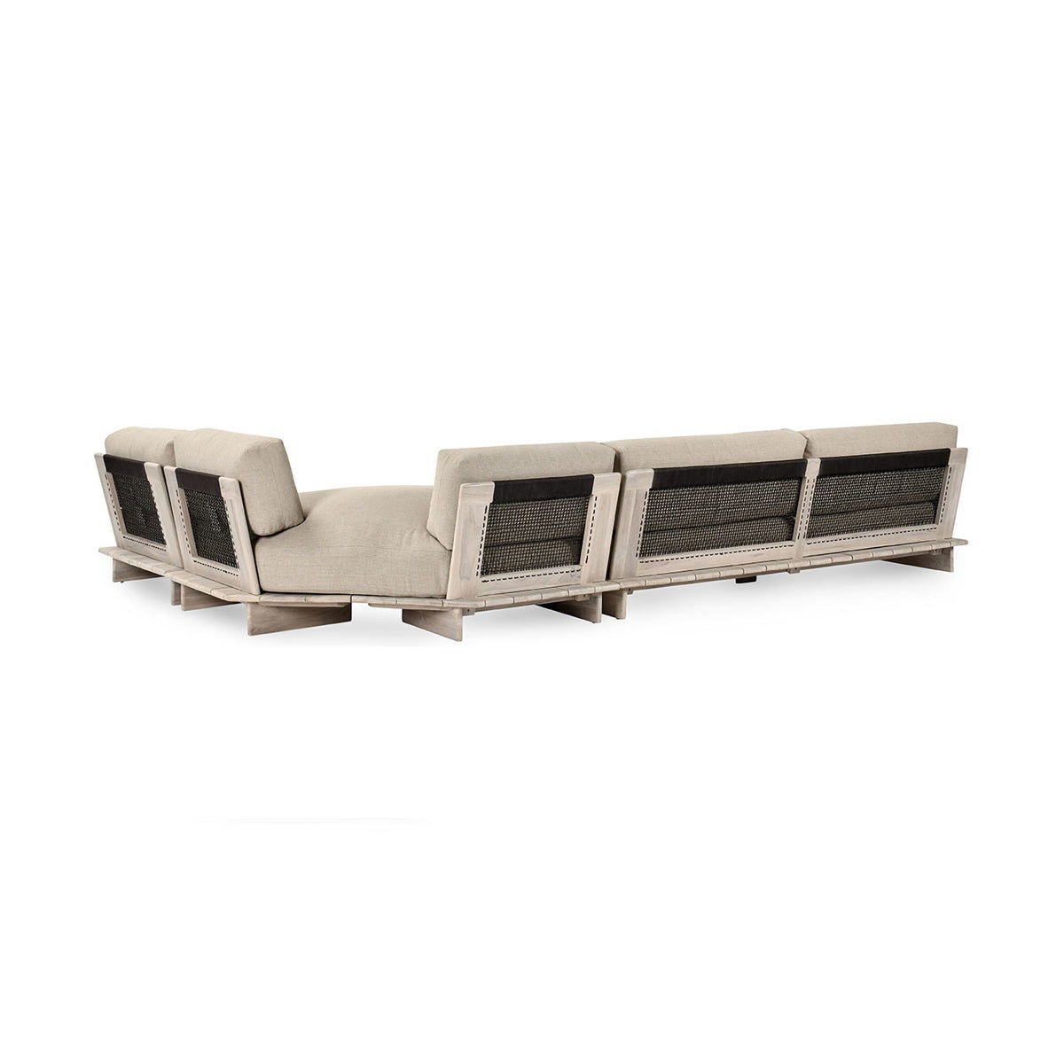 Livia - Teak 3 Piece Outdoor Sectional - Taupe - Select Living Furniture - Stationary Sectionals - Classic Home - 53051647 - Livia - Teak 3 Piece Outdoor Sectional - Taupe -