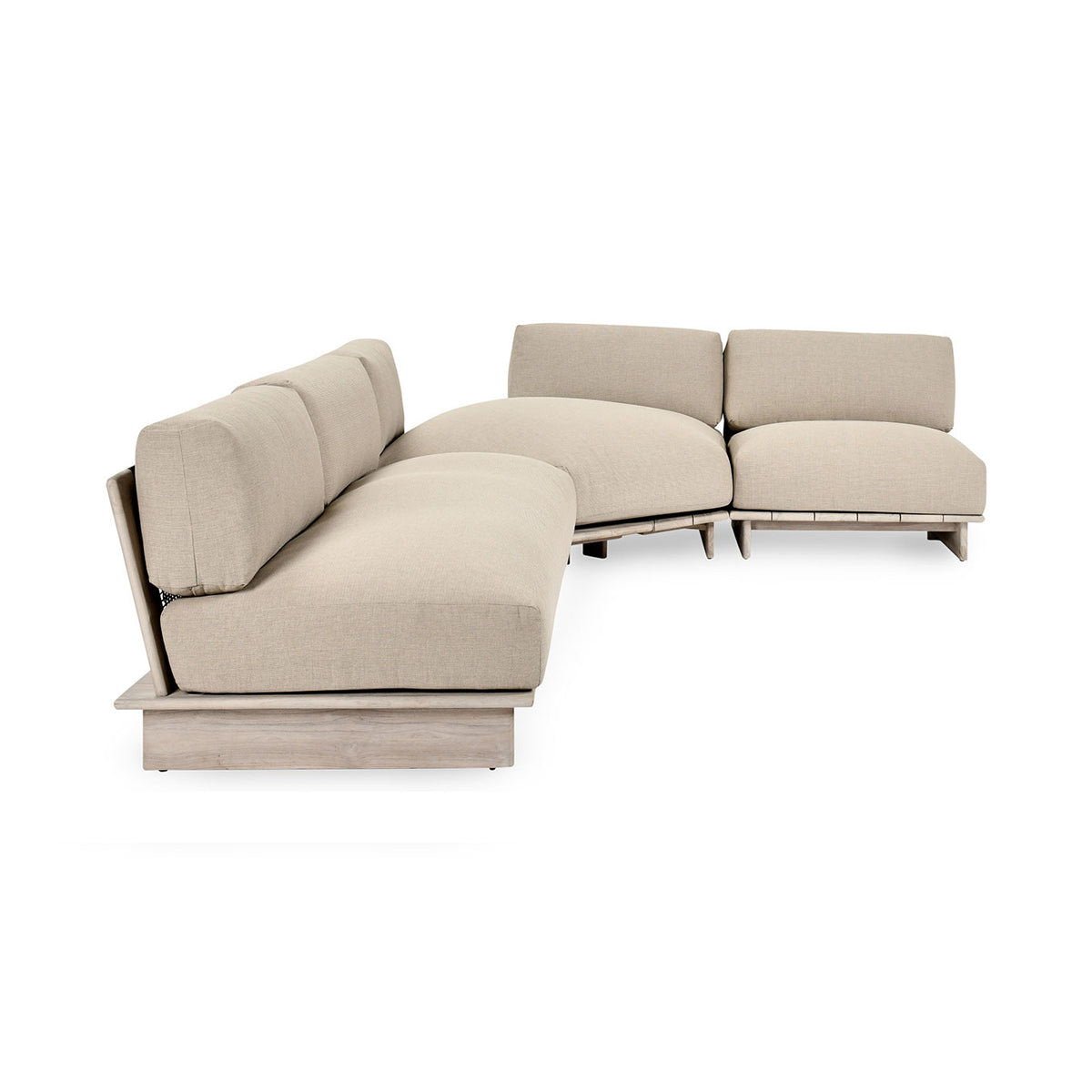 Livia - Teak 3 Piece Outdoor Sectional - Taupe - Select Living Furniture - Stationary Sectionals - Classic Home - 53051647 - Livia - Teak 3 Piece Outdoor Sectional - Taupe -